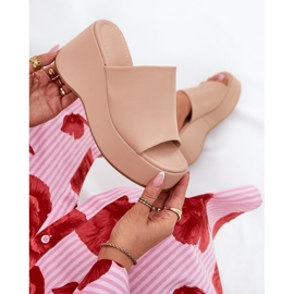 Eco Leather Naisten tossut lavalla ja beige kiilat 1