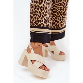 Naisten sandaalit postilla ja alustalla ekologisella nahkaa vaaleansininen beige 2