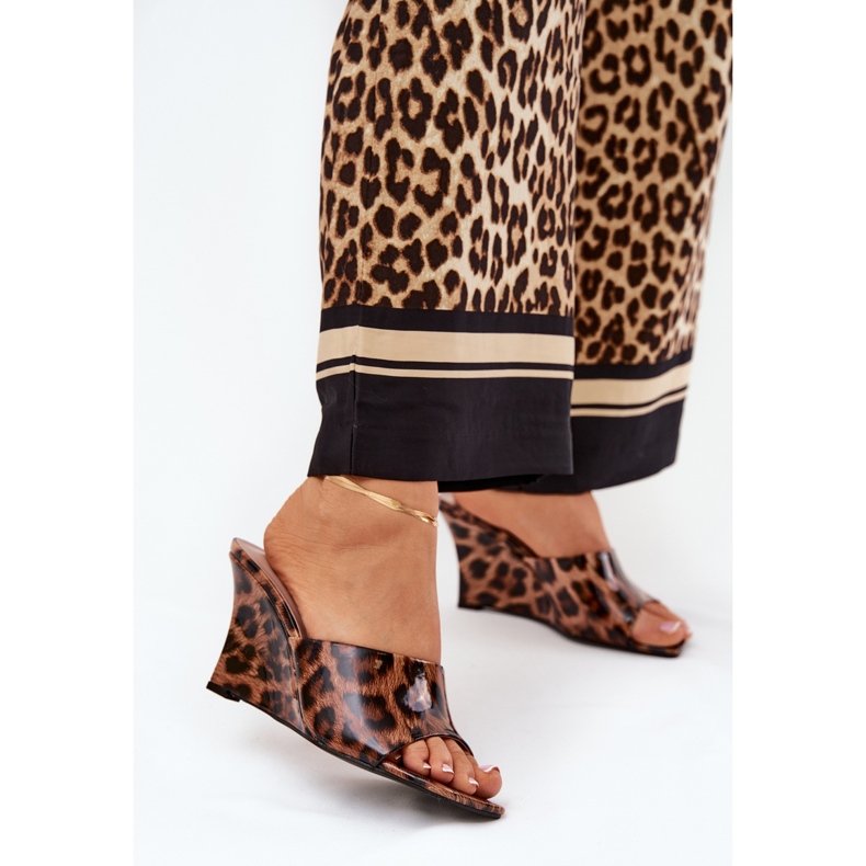 Maalattu naisten flip flops ruskea leopardi leopardipainatus 2