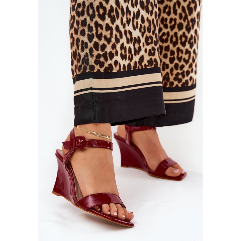 Maalatut naisten sandaalit viininpunaisille kiiloille punainen 2