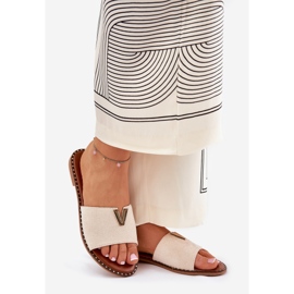 Litteät naisten flippit koristeellisilla yksityiskohdilla beige 1