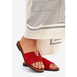 Litteät naisten flippit koristeellisilla punaisilla yksityiskohdilla punainen 1