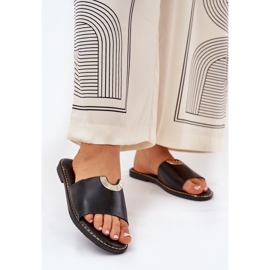 Eco Leather Naisten tossut koristeettavat yksityiskohdat mustat 2