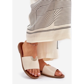 Eco Leather Naisten tohvelit koristeelliset yksityiskohdat beige 1