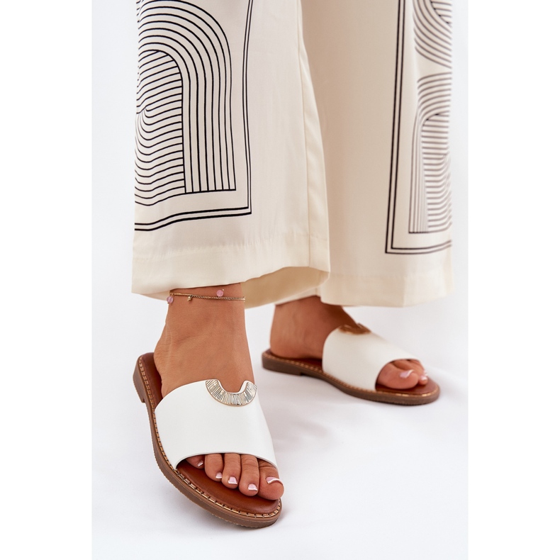 Eco Leather Naisten tossut koristeellisilla yksityiskohdilla valkoinen 2