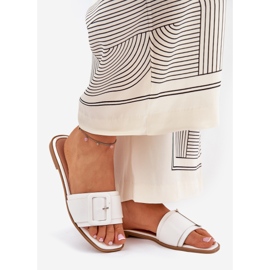 Litteä ekologinen nahka Naisten tossut, joissa on valkoinen solki 1