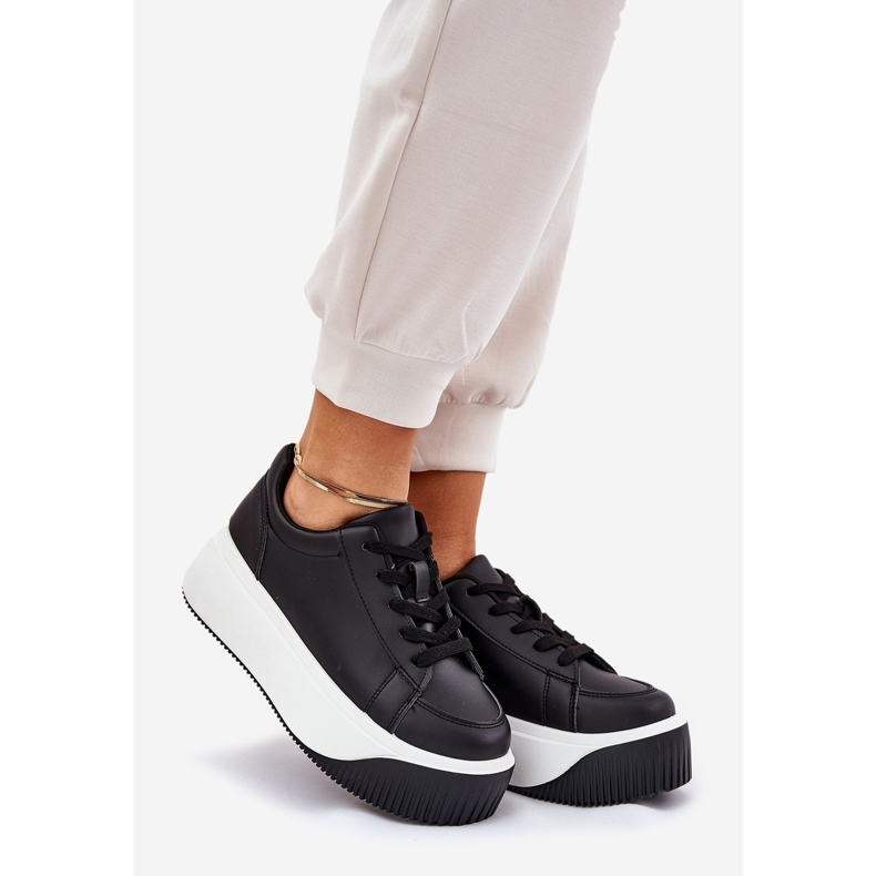 Sneakers massiivisella alustalla Sileä musta 1