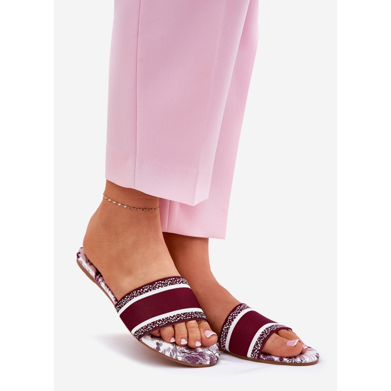 Postualisoi litteät naisten viininpunaiset tossut punainen 1