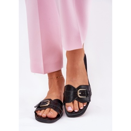 Litteät naisten flip flops, jossa kultainen puristus musta 2