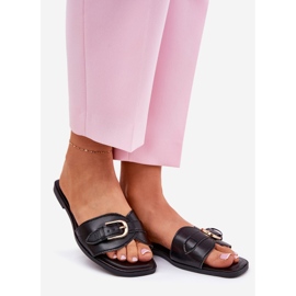 Litteät naisten flip flops, jossa kultainen puristus musta 1