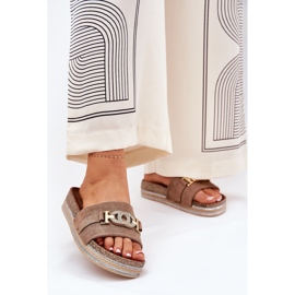 Naisten tossut, joilla on kultainen yksityiskohta laiturilla Khaki Glitterin kanssa beige 2