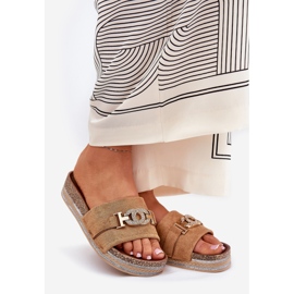 Naisten flip flops, jossa on kultainen yksityiskohta kamelin kimaltelutarvikkeella ruskea 1