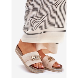 Naisten flip flops, jossa on kultainen yksityiskohta laiturilla glitter beige 1