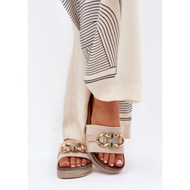 Boto Naisten flip flops lavalla glitterillä ja kultaisella koristeella beige 2