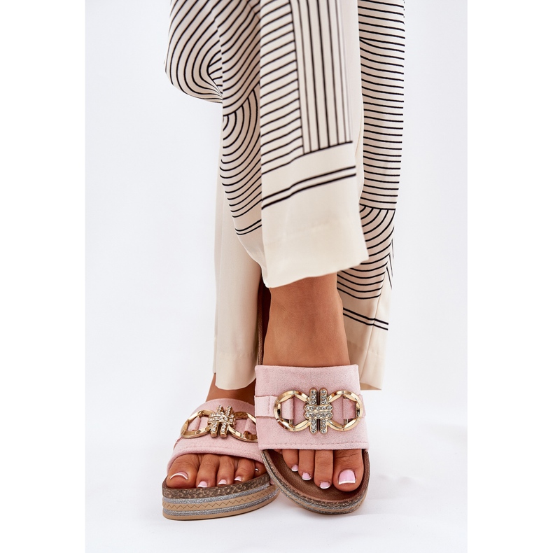 Naisten flip flops lavalla glitter ja kultainen sisustus vaaleanpunainen 2