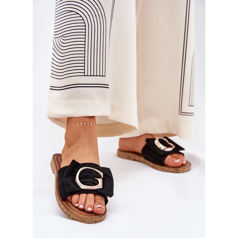 Litteät naisten flopsit koristeellisella yksityiskohdilla musta 2