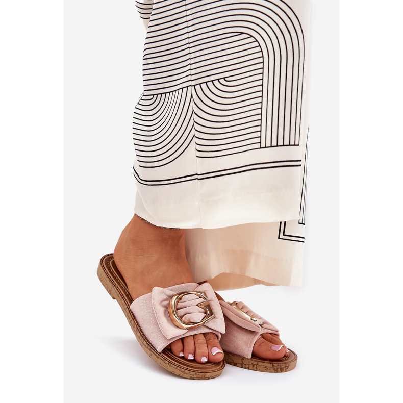 Litteät naisten flopsit koristeellisella vaaleanpunaisella yksityiskohdilla vaaleanpunainen 1