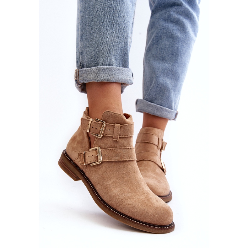 Naisten litteät korkokengät beige -raidoilla 5