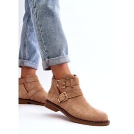 Naisten litteät korkokengät beige -raidoilla 4