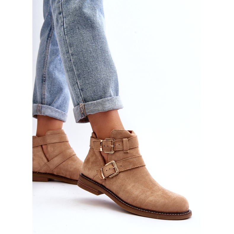 Naisten litteät korkokengät beige -raidoilla 4