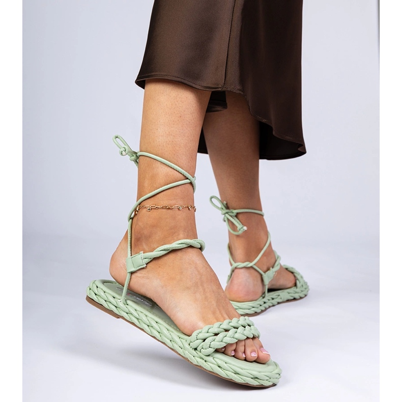 Vihreiden naisten sandaalit punottu vihreä 1