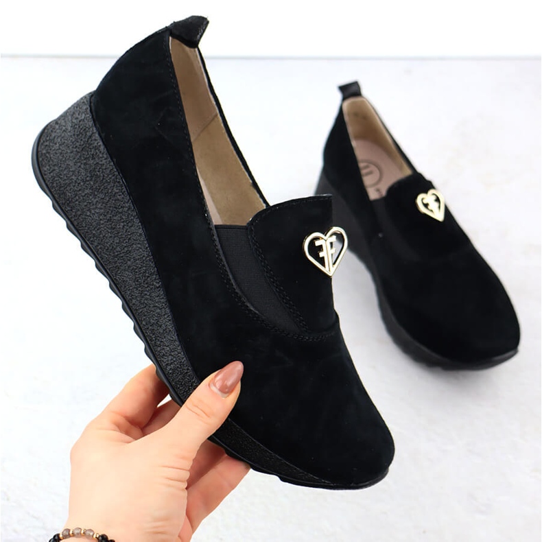 Nahkakengät kiila mustalle filippo dp6786 1