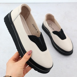 Naisten nahkakengät Filippo rei'itetty beige 1