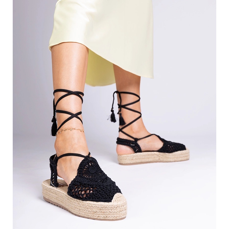 Musta espadrilles punotut sandaalit 1