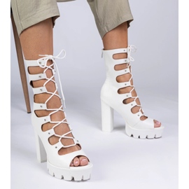 Valkoiset saappaat korkealla pylväällä leikkauksella valkoinen 1