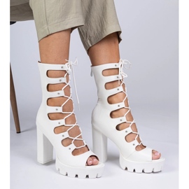 Valkoiset saappaat korkealla pylväällä leikkauksella valkoinen 2