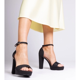 Mustat naisten korkeat kimaltelevat sandaalit 1