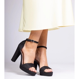 Mustat naisten korkeat kimaltelevat sandaalit 2