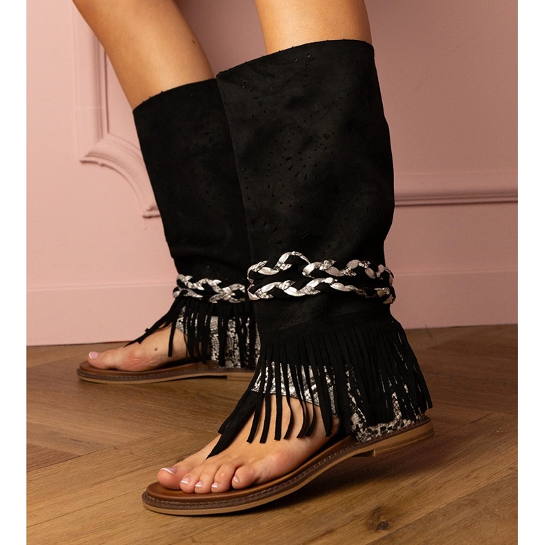 Mustien naisten sandaalit, joilla on korkea yläosa musta 2