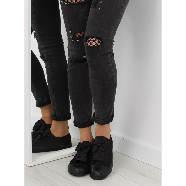 Naisten satiinimustat tennarit 16-509 Allblack 1