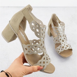 Naisten korkokengät Rieker 64773-61 beige-sandaalit 1