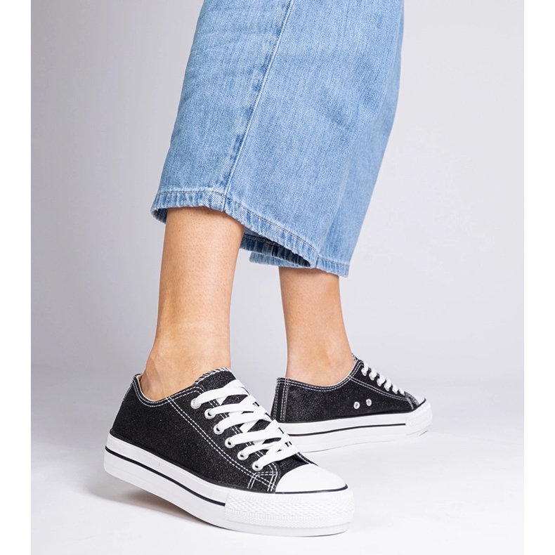 Mustat naisten kimaltelevat lenkkarit 1