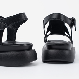 Goodin Musta nahka tyylikäs sandaalit lavalla 1