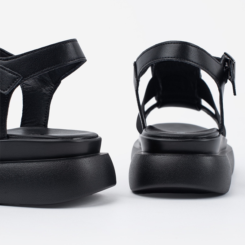 Goodin Musta nahka tyylikäs sandaalit lavalla 1