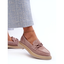 S.Barski Naisten mokkanahkaiset mokasiinit tasaisella kantapäällä koristeella D&amp;A TW101 Dirty Pink vaaleanpunainen 2