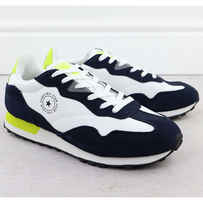 Big Star Miesten nahkaurheilukengät Lenkkarit valkoiset ja laivastonsininen iso tähti RR174408 valkoinen 1