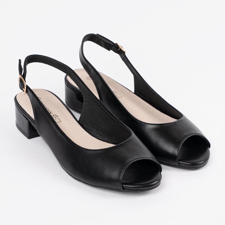 Goodin Mustat tyylikkäät matalakorkoiset sandaalit 1