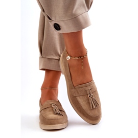 Zazoo 3420 mokkanahkainen Naisten litteät leveykset beige 5