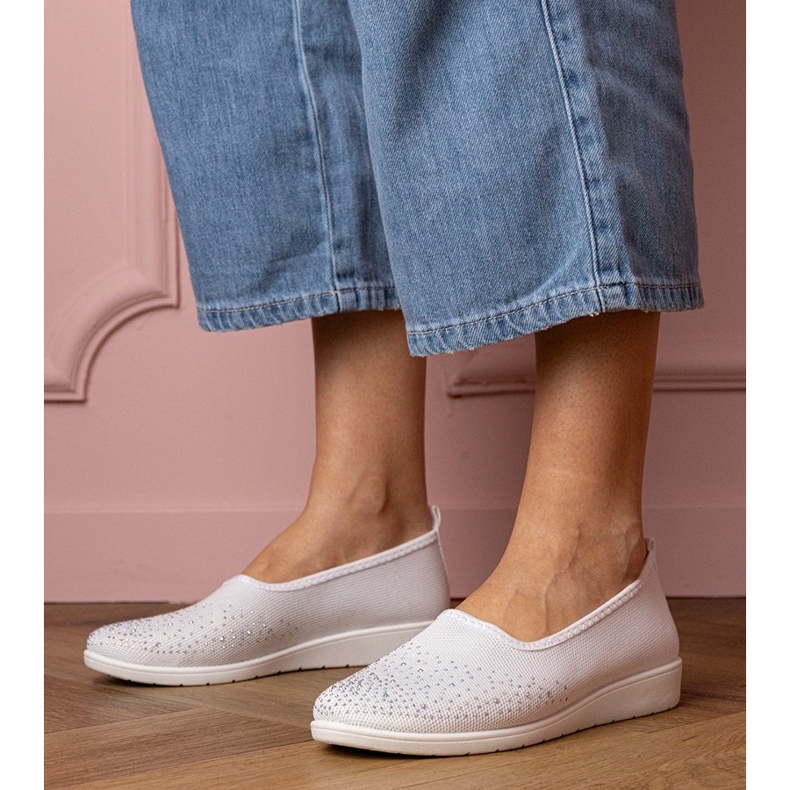 Valkoiset naisten lenkkarit zirkonilla valkoinen 1