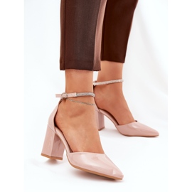 Maalattu pumput, joissa on teräviä varpaita postitse beige 2