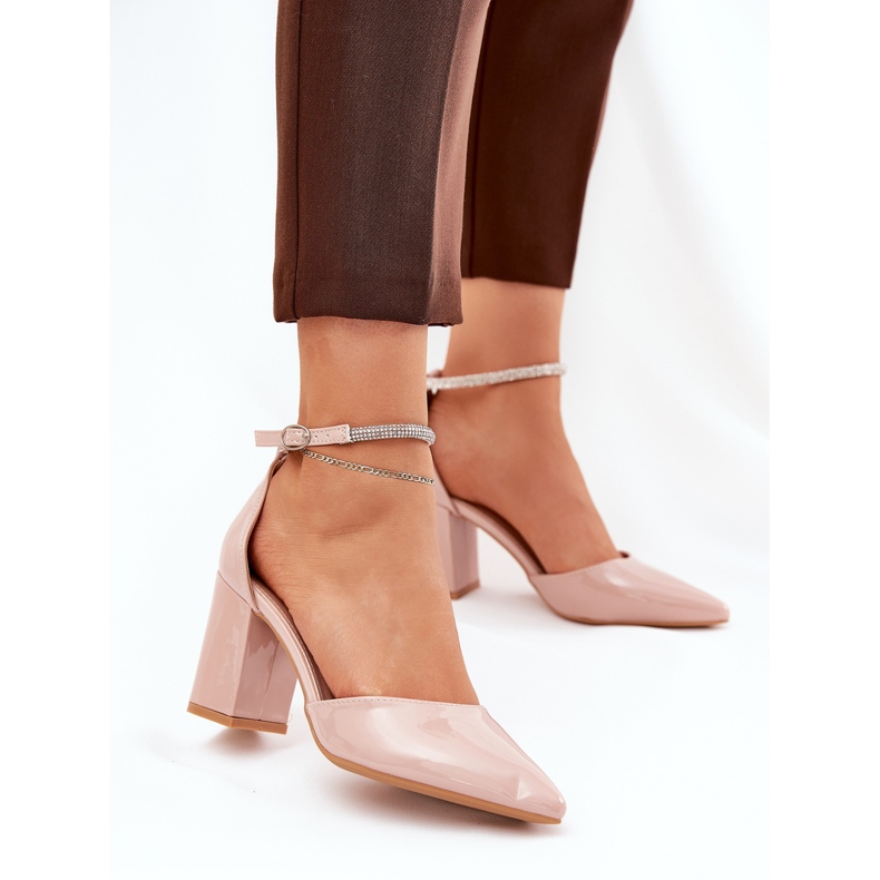 Maalattu pumput, joissa on teräviä varpaita postitse beige 2