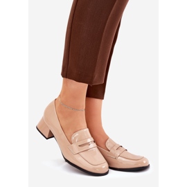 Maalattu matalalla nöyryt pumput beige 1