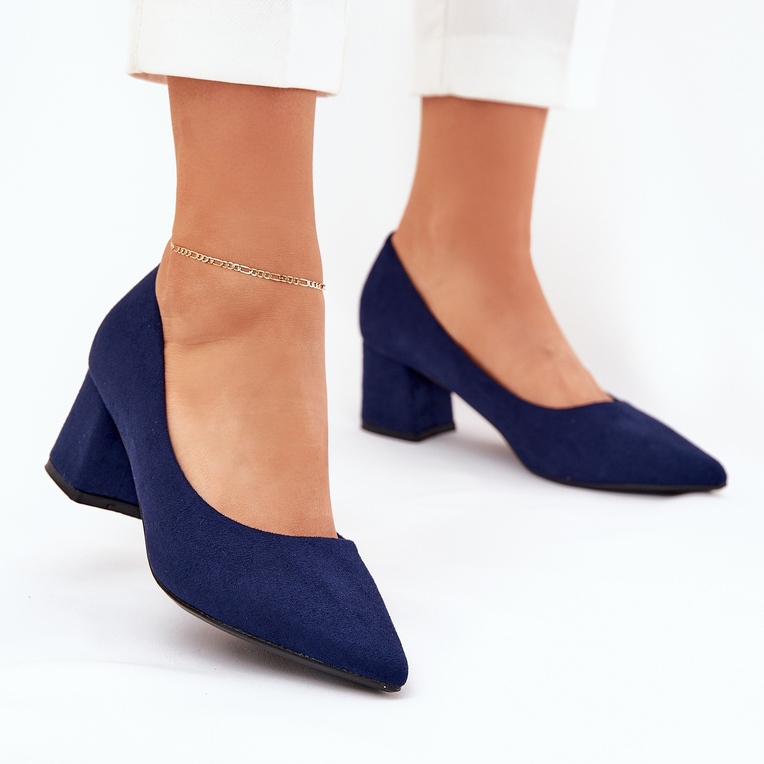 Naisten pumput, joissa on terävät varpaat pylvään merivoimien sinisellä sininen 2