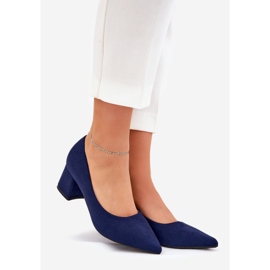 Naisten pumput, joissa on terävät varpaat pylvään merivoimien sinisellä sininen 1