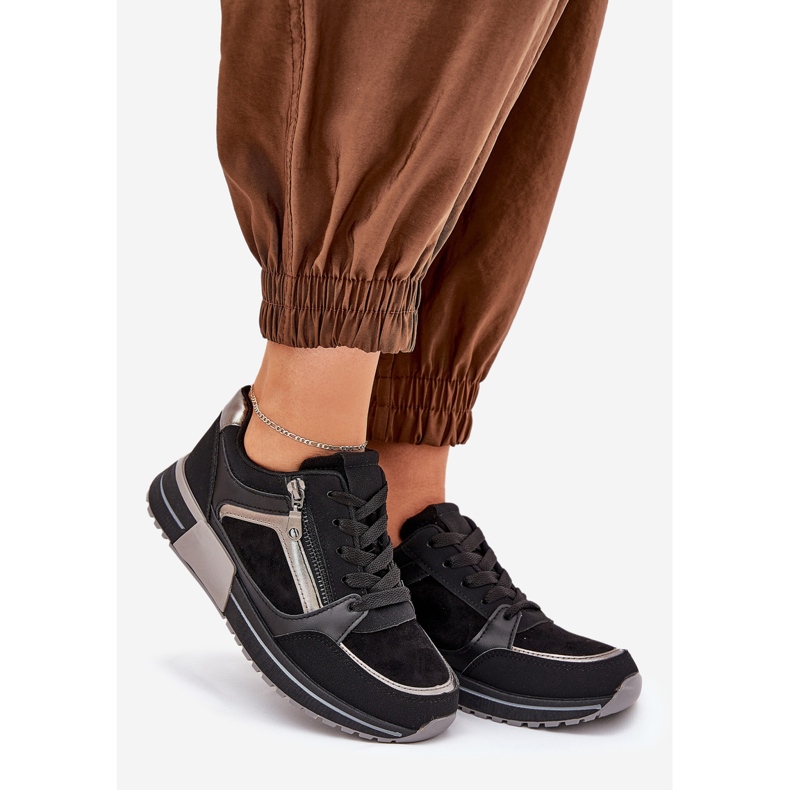 Naisten urheilukengät vetoketjulla lavalla musta 1