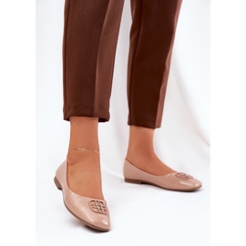 Maalattu tyylikkäät naisten balleriinit koristeellisella Vinceza 17377 beige -yksityiskohdilla 2